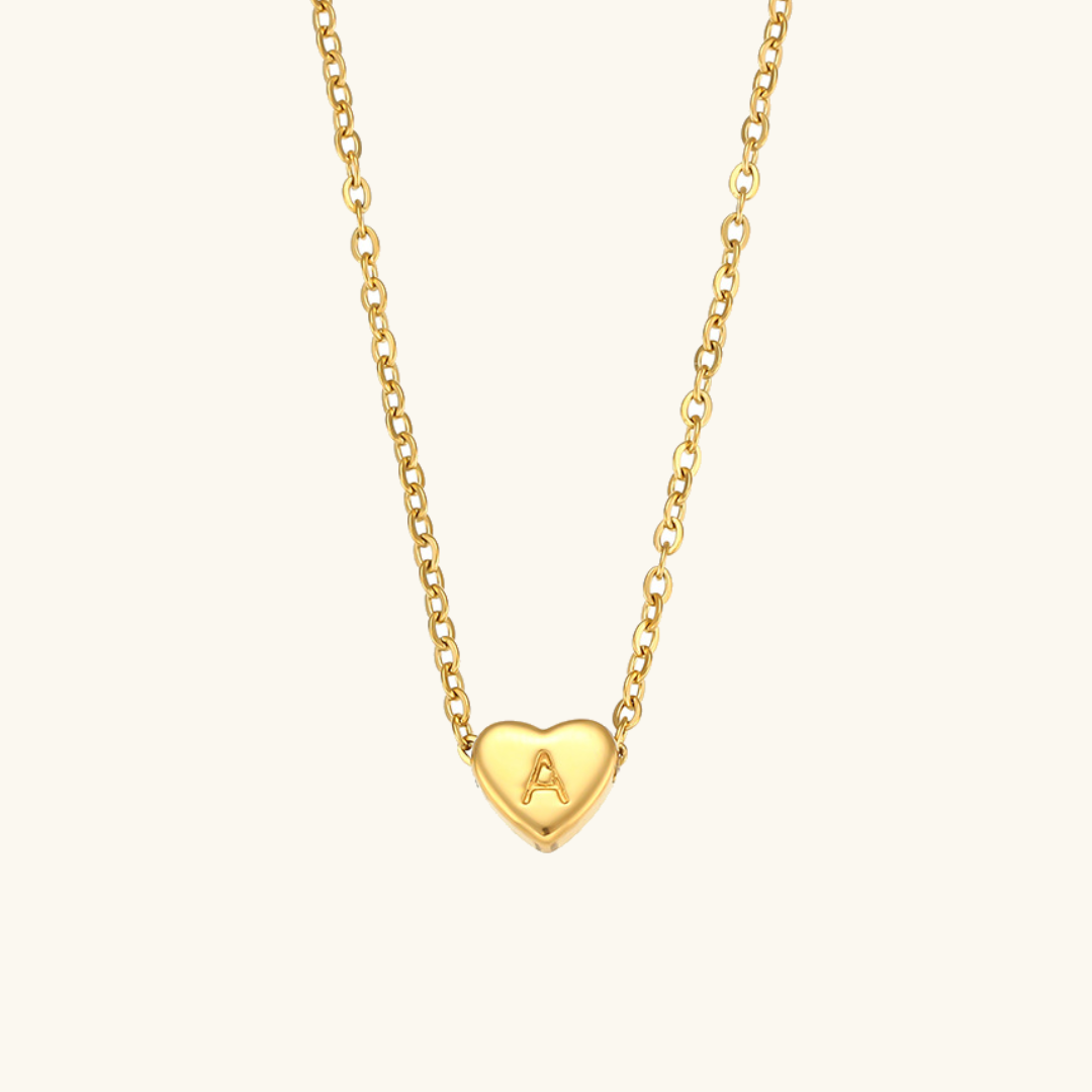 Heart Gold Initial Necklace