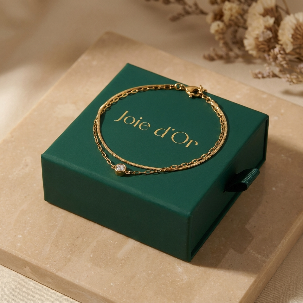 Amélie Crystal Double-Chain Bracelet with Crystal Detail