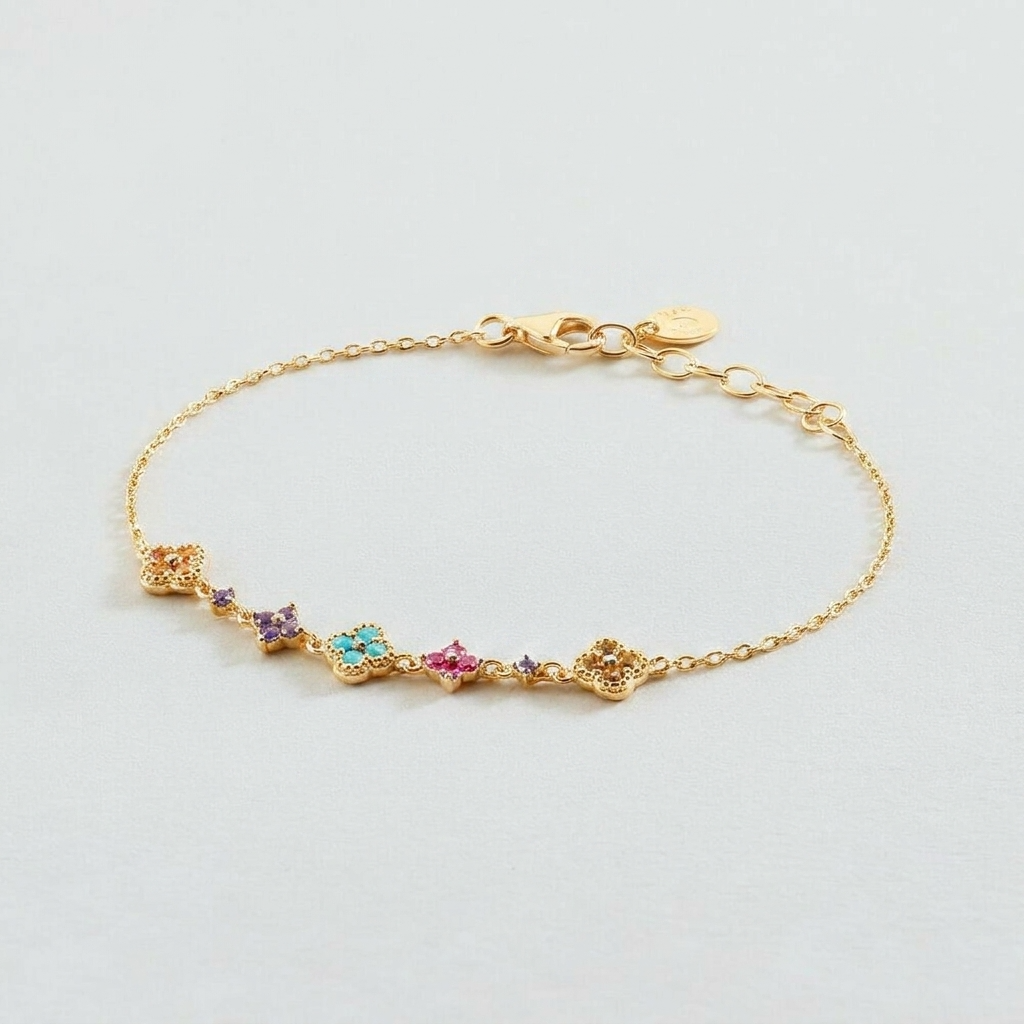 Aurélie Gold Cluster Bracelet with Premium Zircons