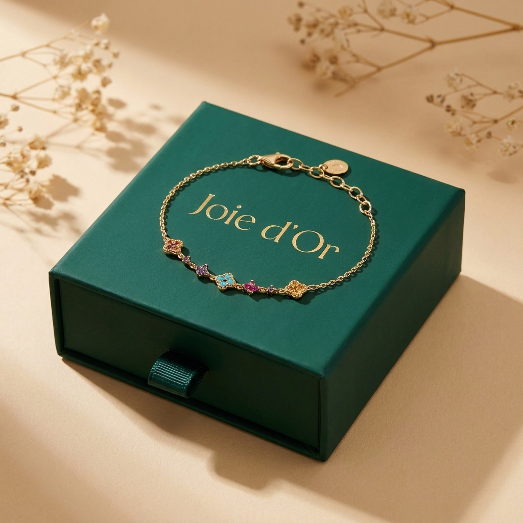 Aurélie Gold Cluster Bracelet with Premium Zircons