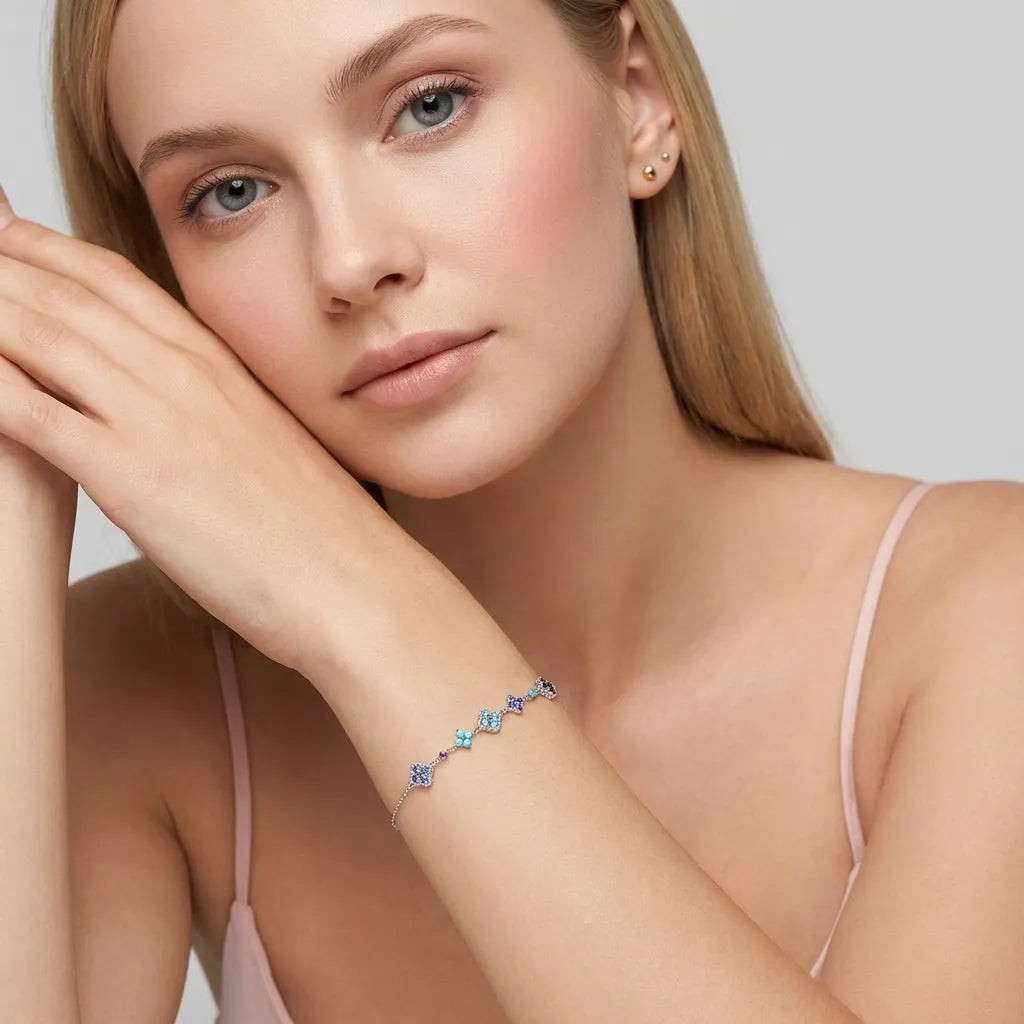 Aurélie Silver Cluster Bracelet with Premium Zircon Stones