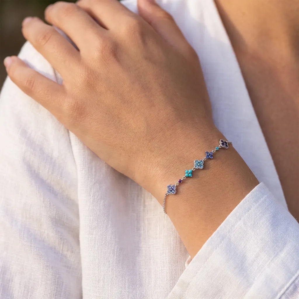 Aurélie Silver Cluster Bracelet with Premium Zircon Stones