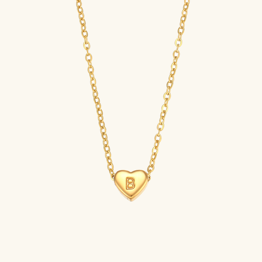 Heart Gold Initial Necklace