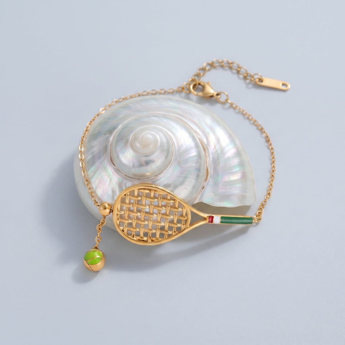 Marquise Tennis Ball & Racket Gold Bracelet