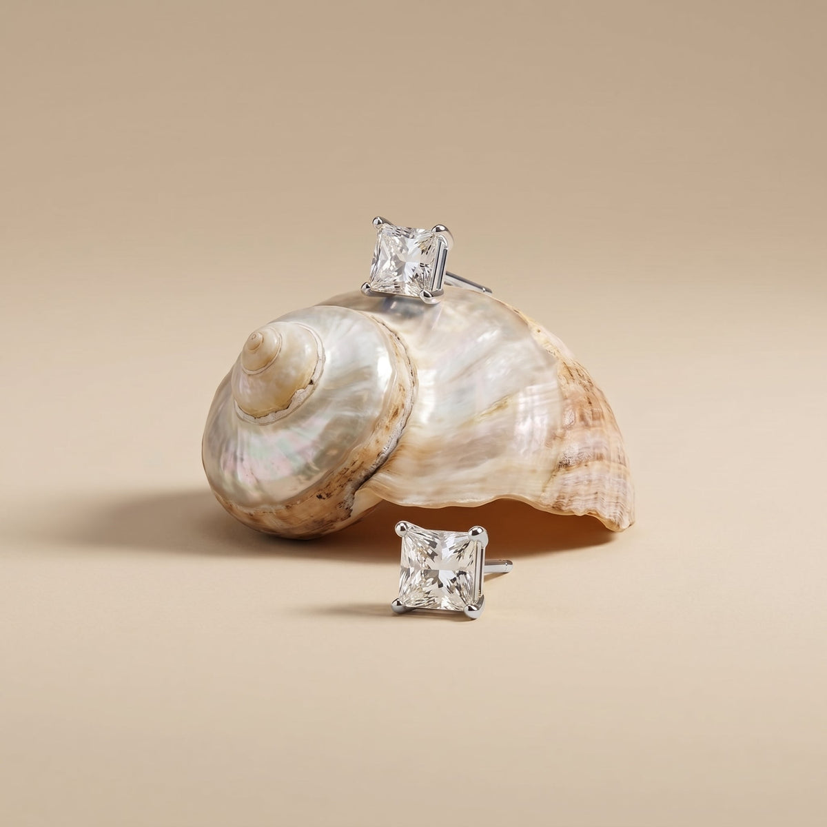Roxane Square Crystal Silver Studs