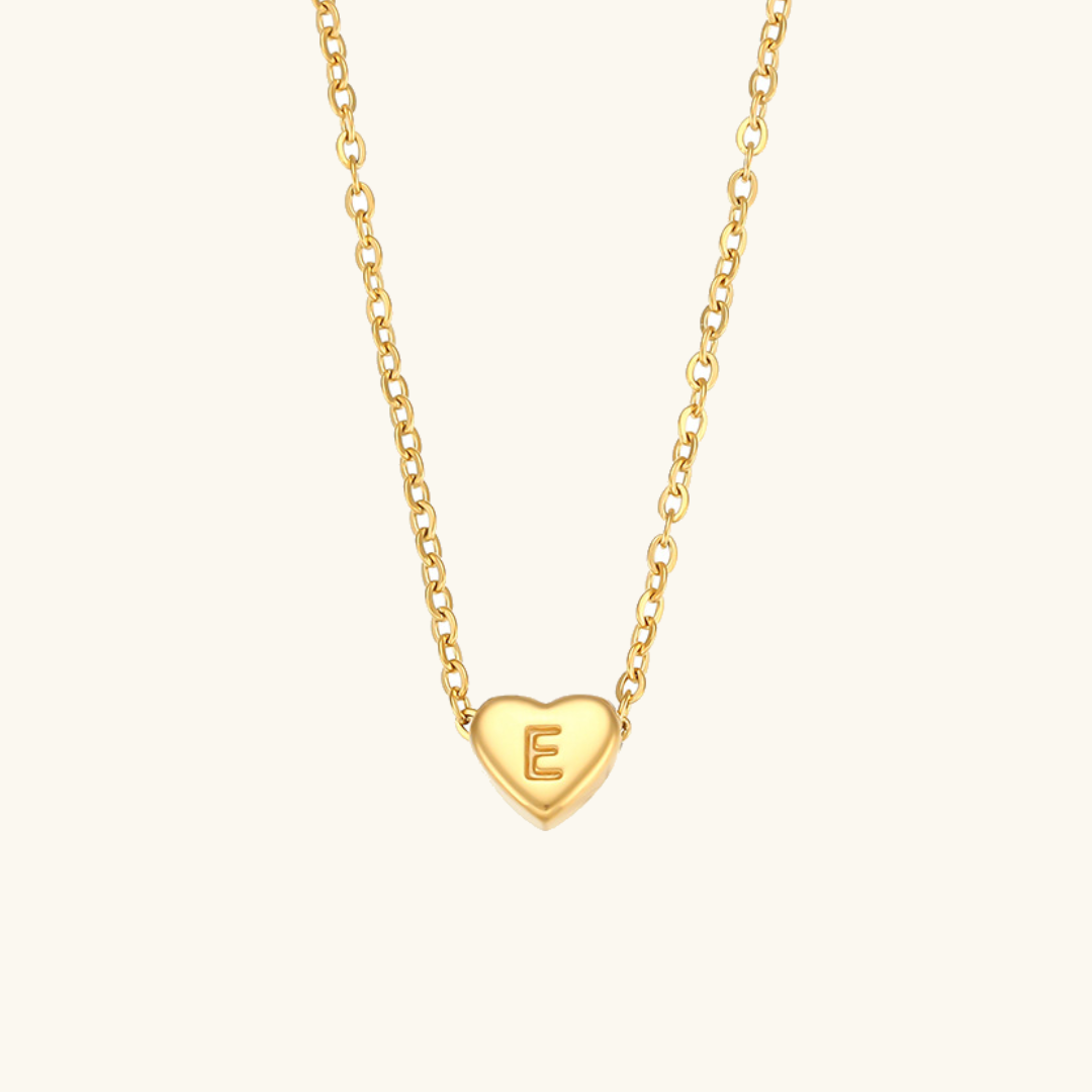 Heart Gold Initial Necklace