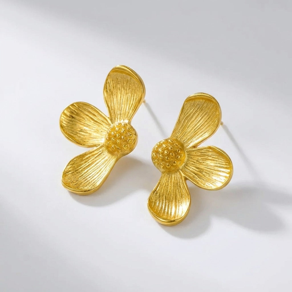 Eden Petal Gold Earrings with elegant floral design