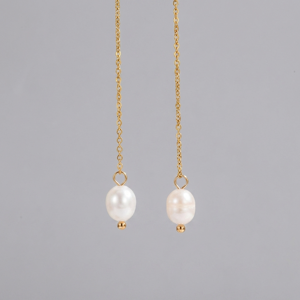 Elise Dainty Pearl Earrings with 18K gold finish