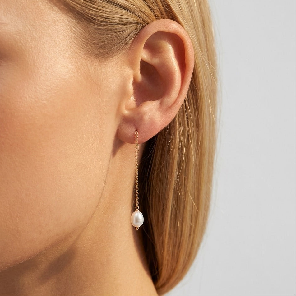 Elise Dainty Pearl Earrings with 18K gold finish