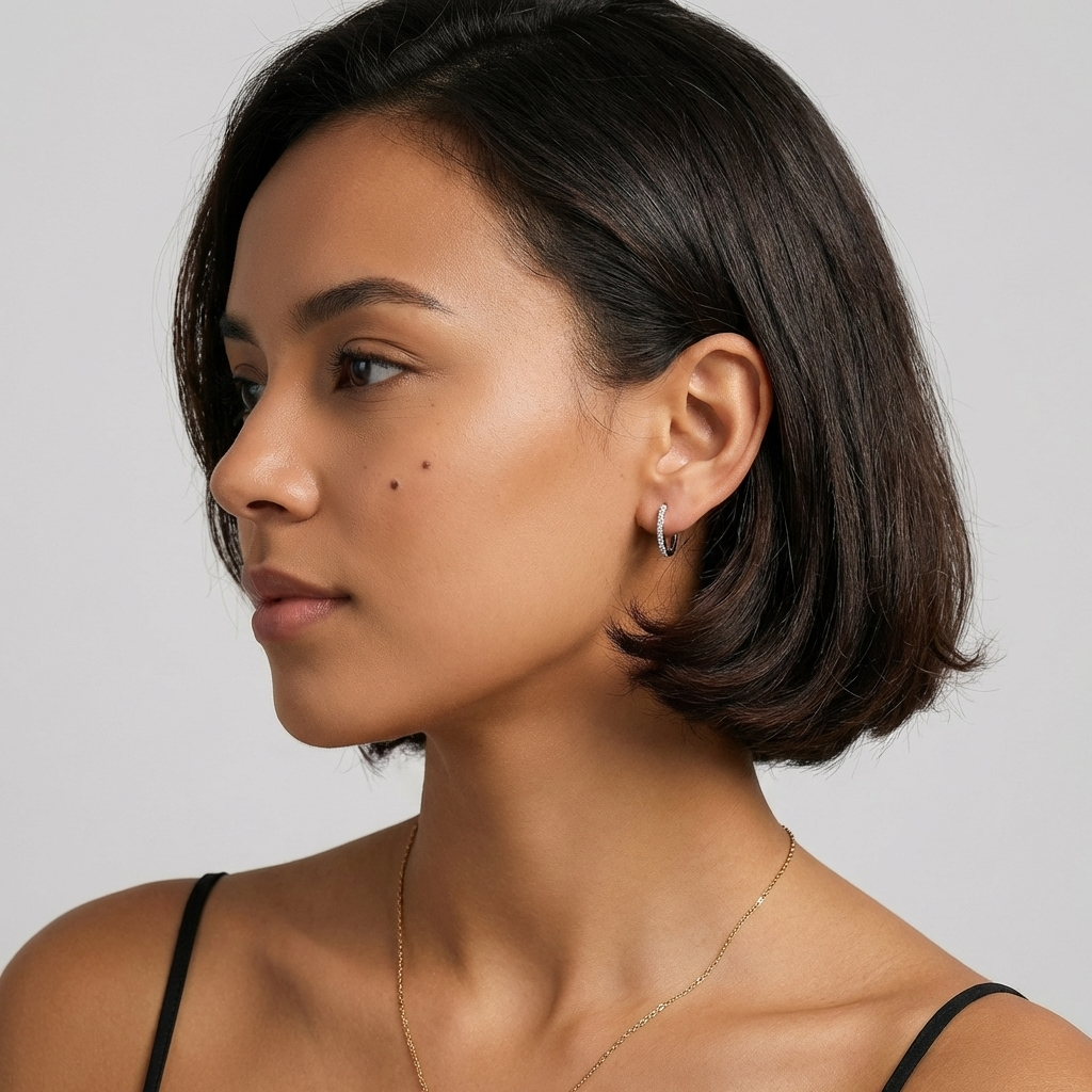 Emma Pavé Silver Hoops with Sparkling Crystal Detailing