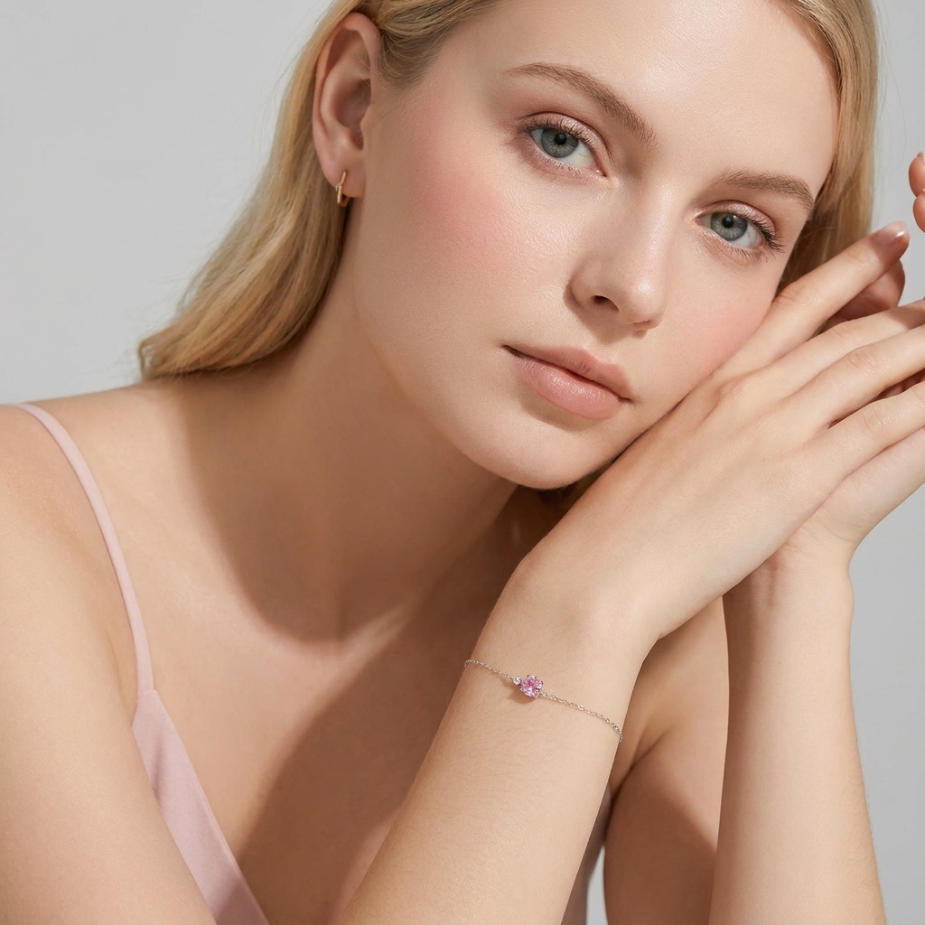 Giulia Rose Crystal Bracelet in Platinum Finish