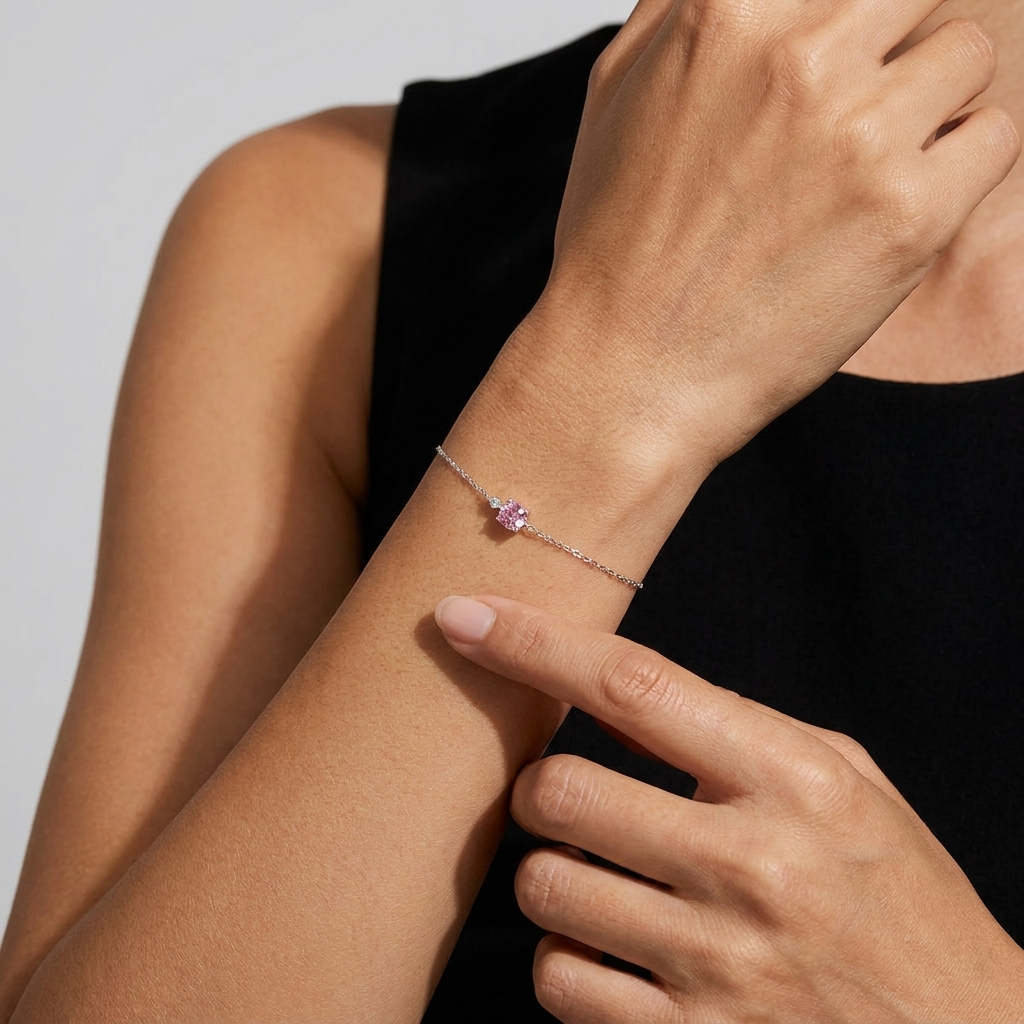 Giulia Rose Crystal Bracelet in Platinum Finish
