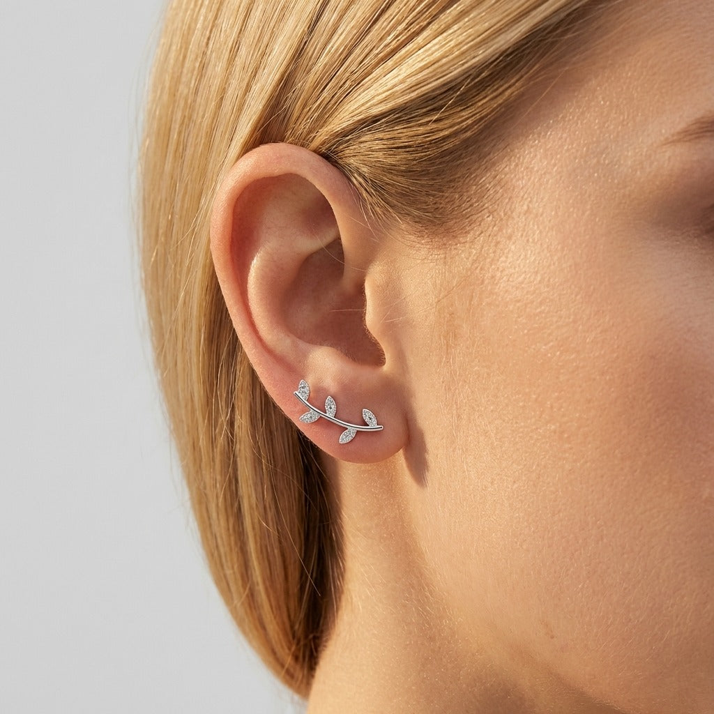 Giulia Vine Leaf Earrings in gold-plated finish