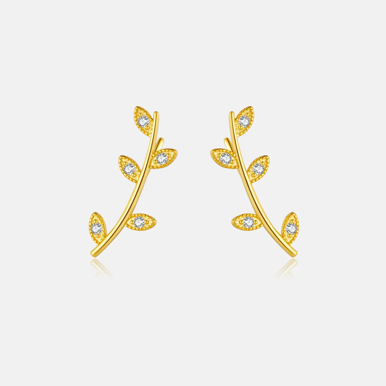 Giulia Vine Leaf Earrings in gold-plated finish