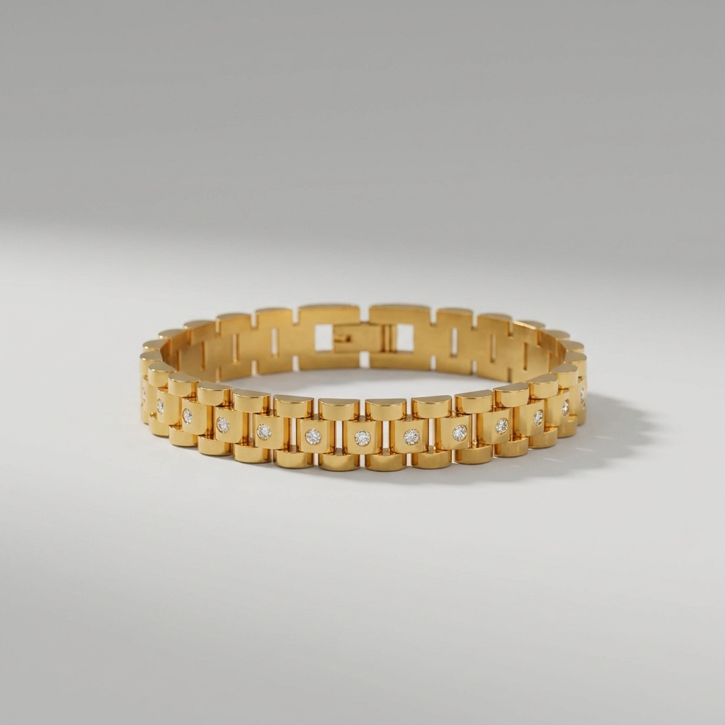 Gladia Watchband Bracelet with Diamond Simulants