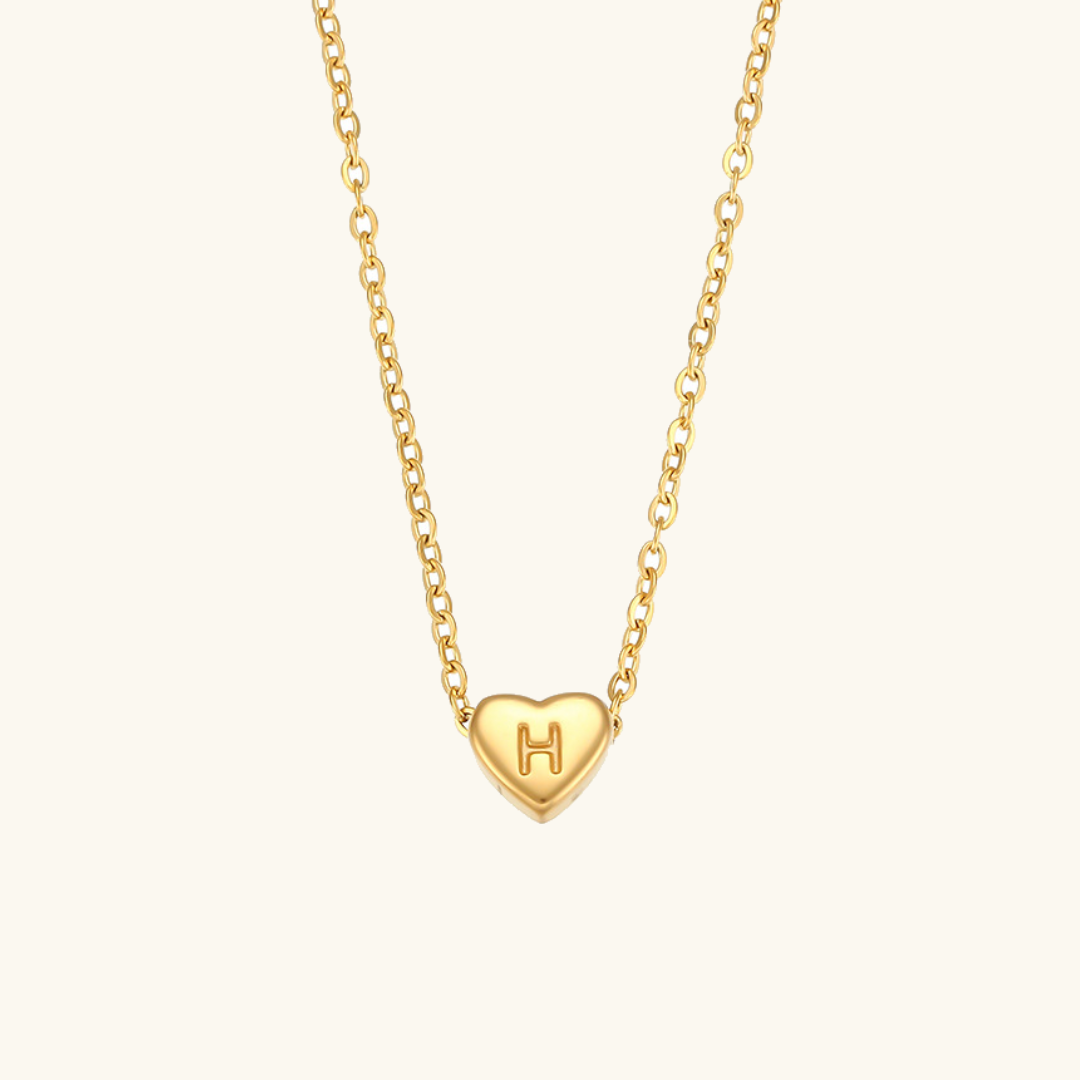 Heart Gold Initial Necklace