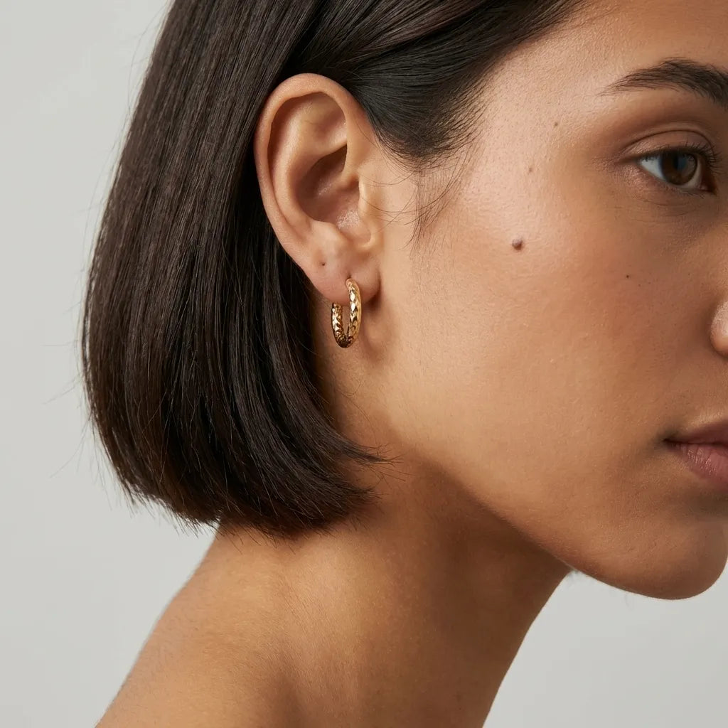 Hanna Hoops Earrings Minimal Gold Hoop Design