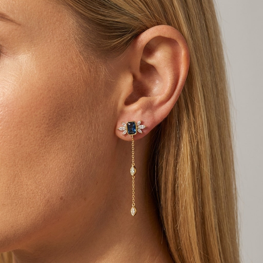 Isabella Noir Drop Earrings with black zircon crystals