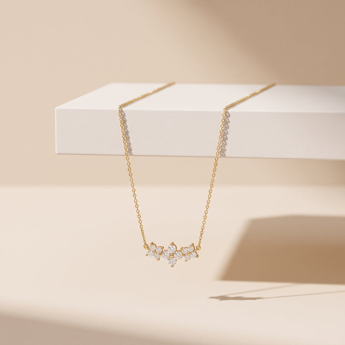 Beatrix Crystal Flowers Gold Necklace
