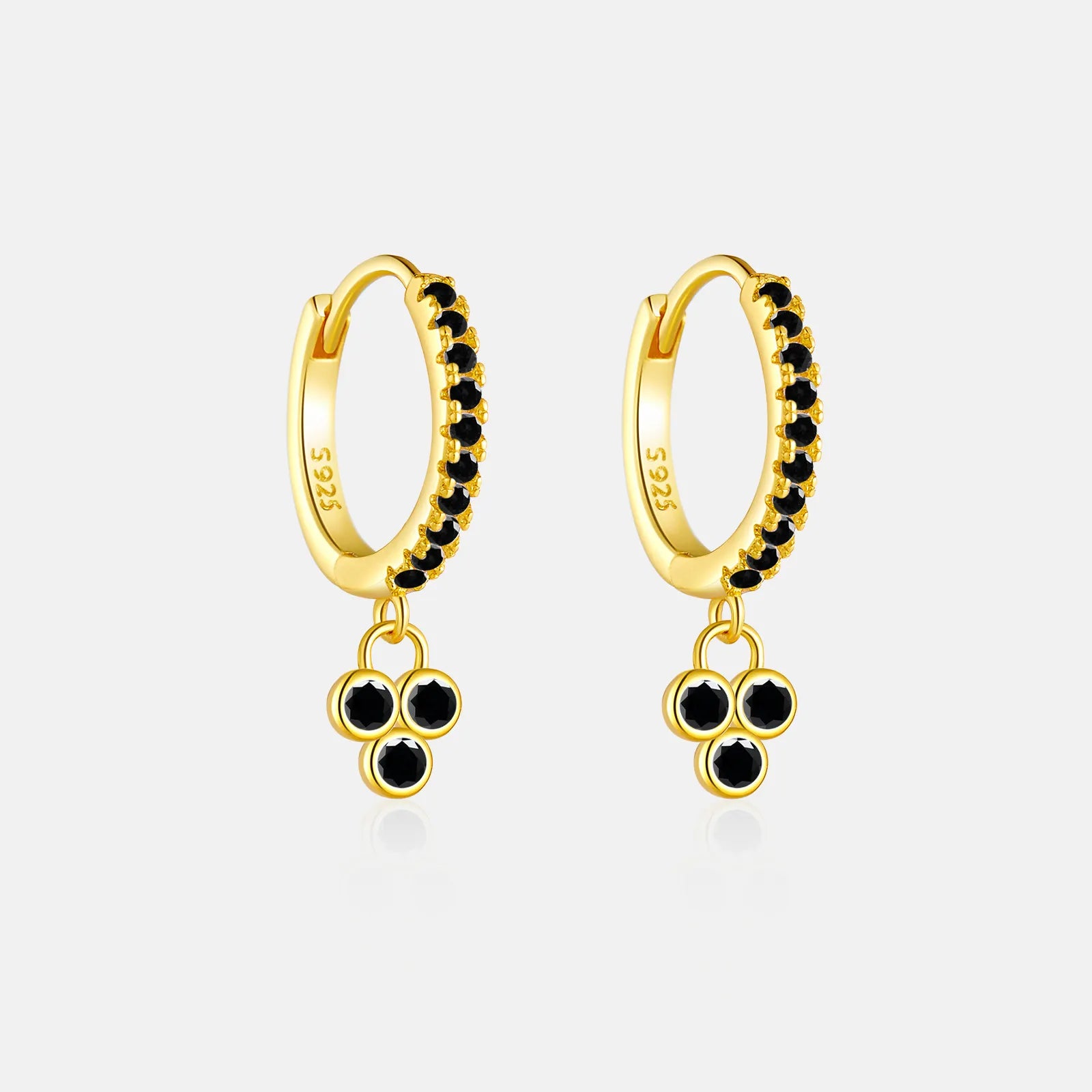 Juliette Triple Stone Earrings in gold finish with white crystals