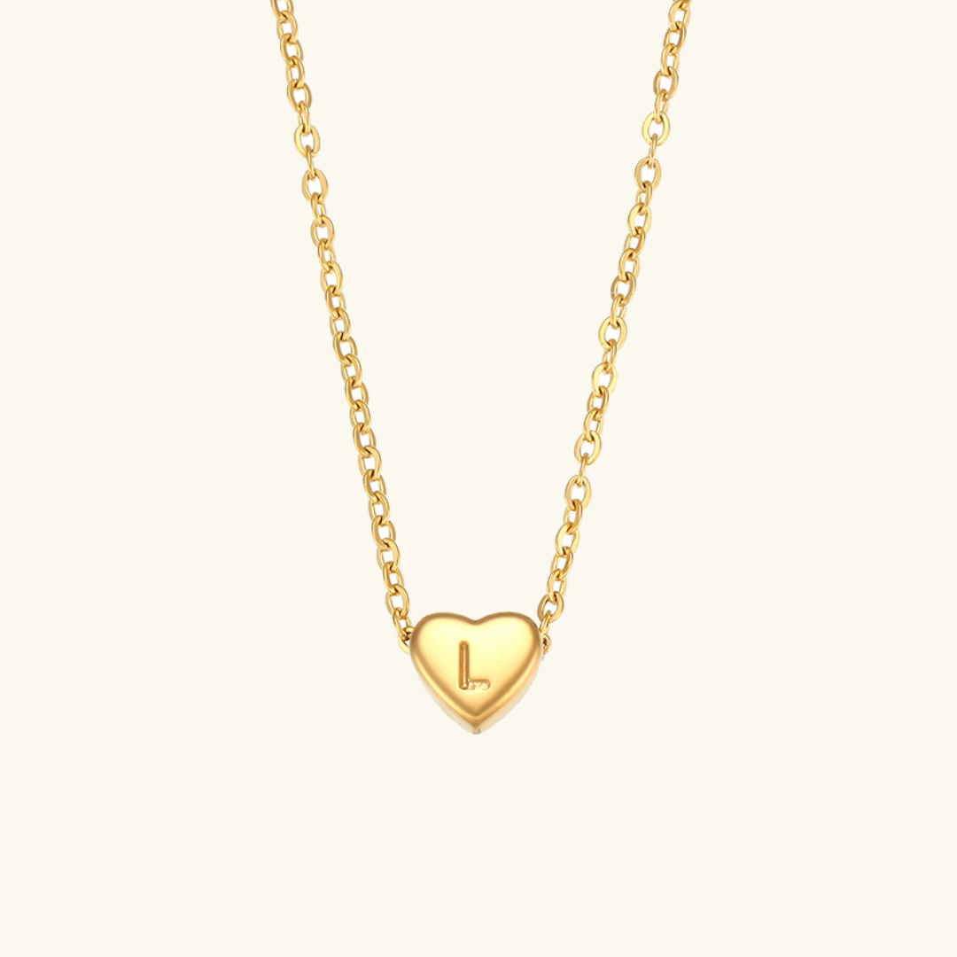 Heart Gold Initial Necklace