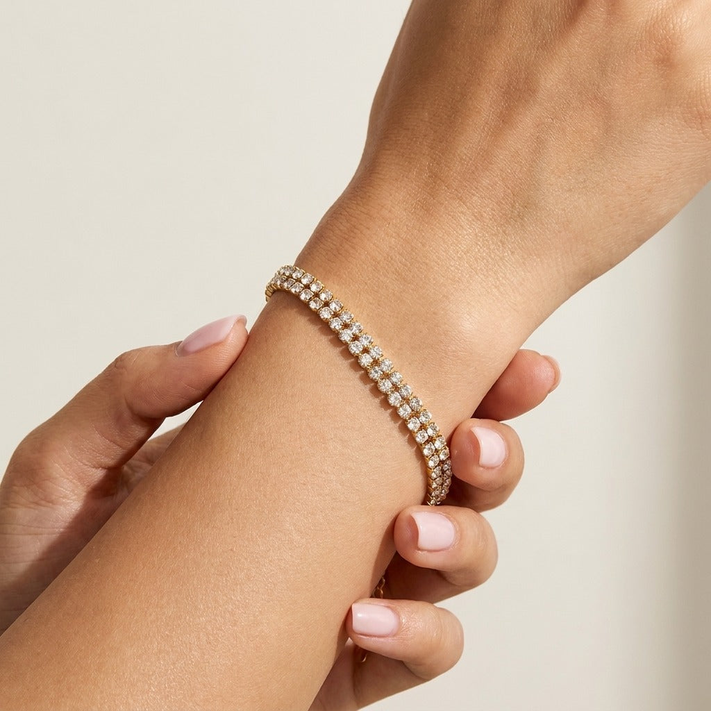 Léa Double Tennis Bracelet with Sparkling Zircon Stones