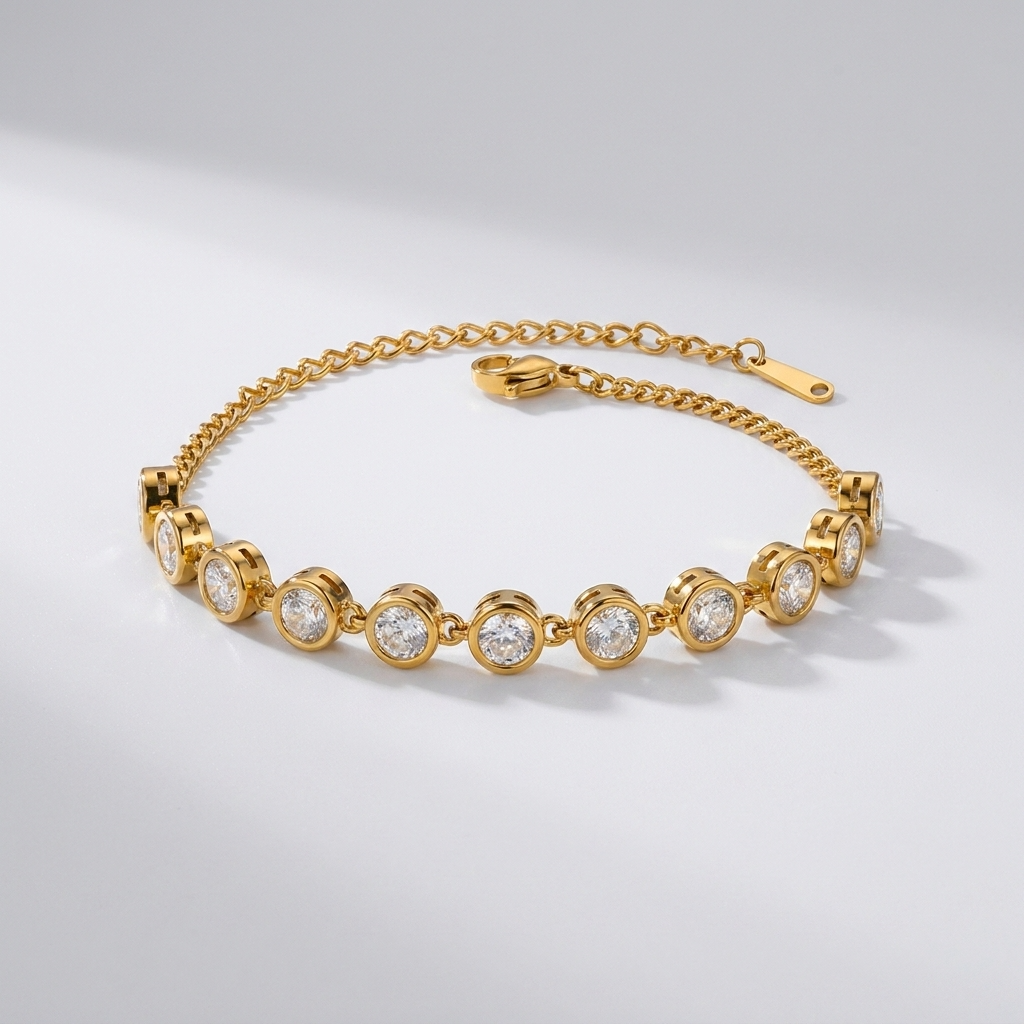 Léa Round Tennis Bracelet with sparkling zircon stones
