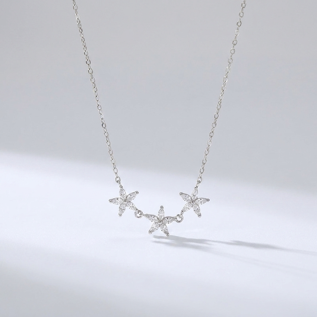 Maia Crystal Flower Necklace Close Up Detail