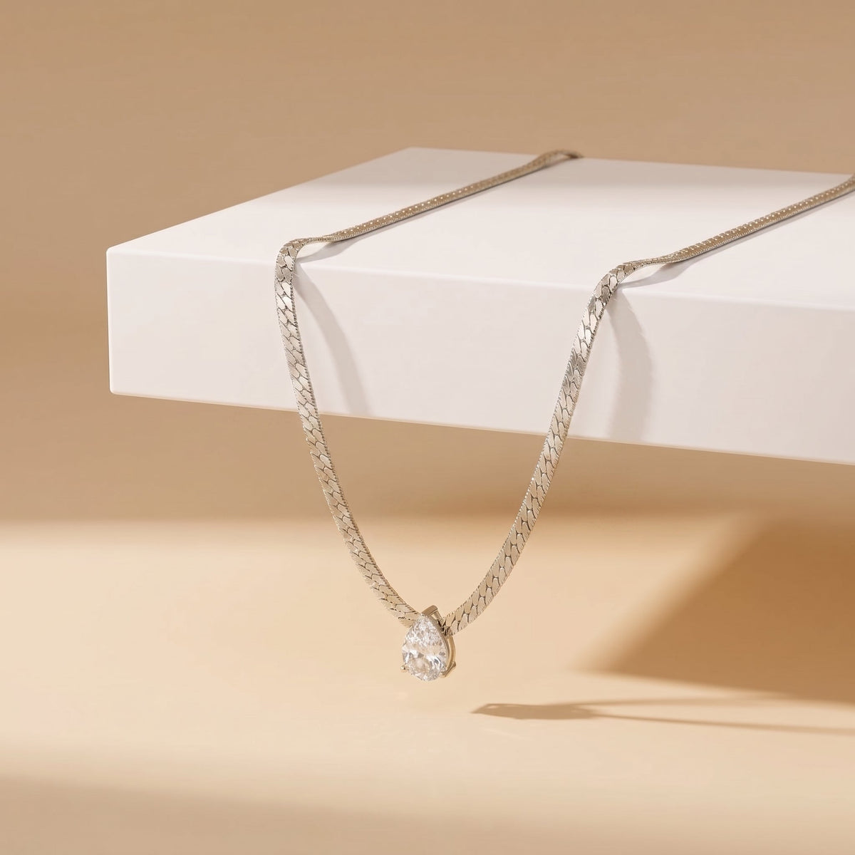 Vittoria Pear Zircon Silver Necklace