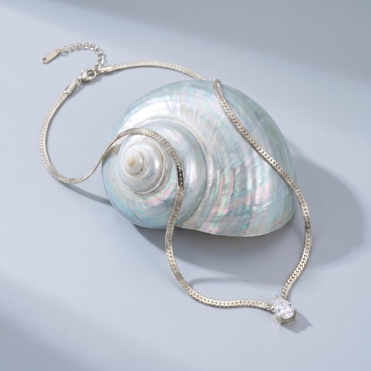 Vittoria Pear Zircon Silver Necklace
