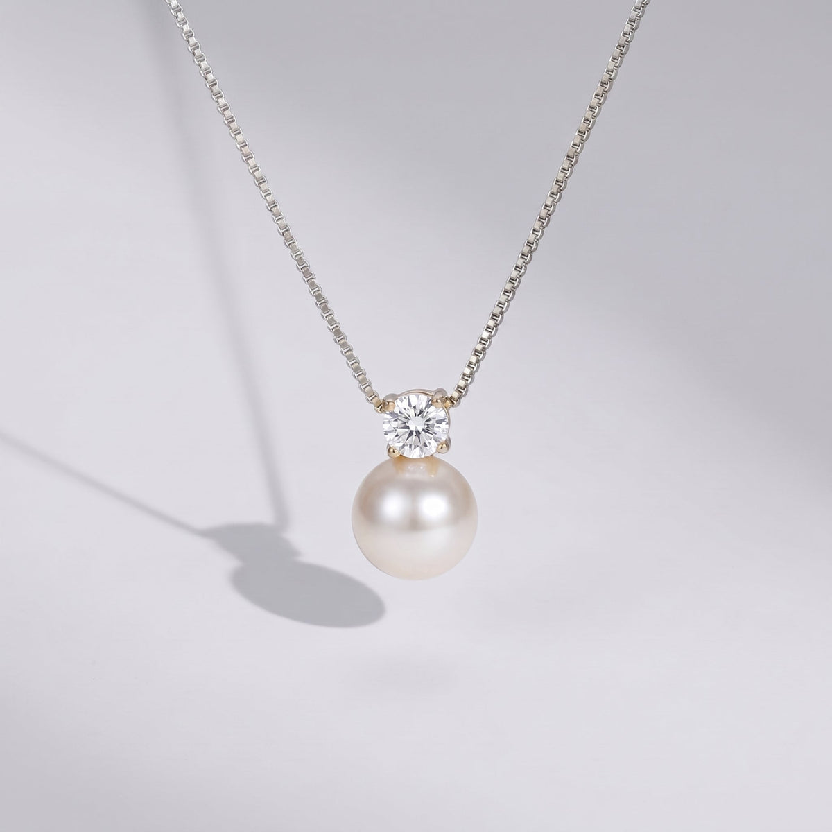 Pearl & Crystal Pendant Silver Necklace