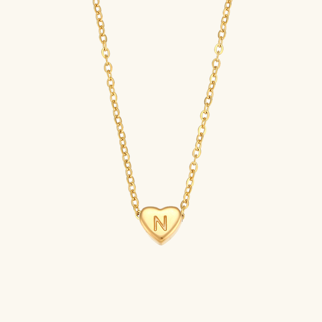 Heart Gold Initial Necklace