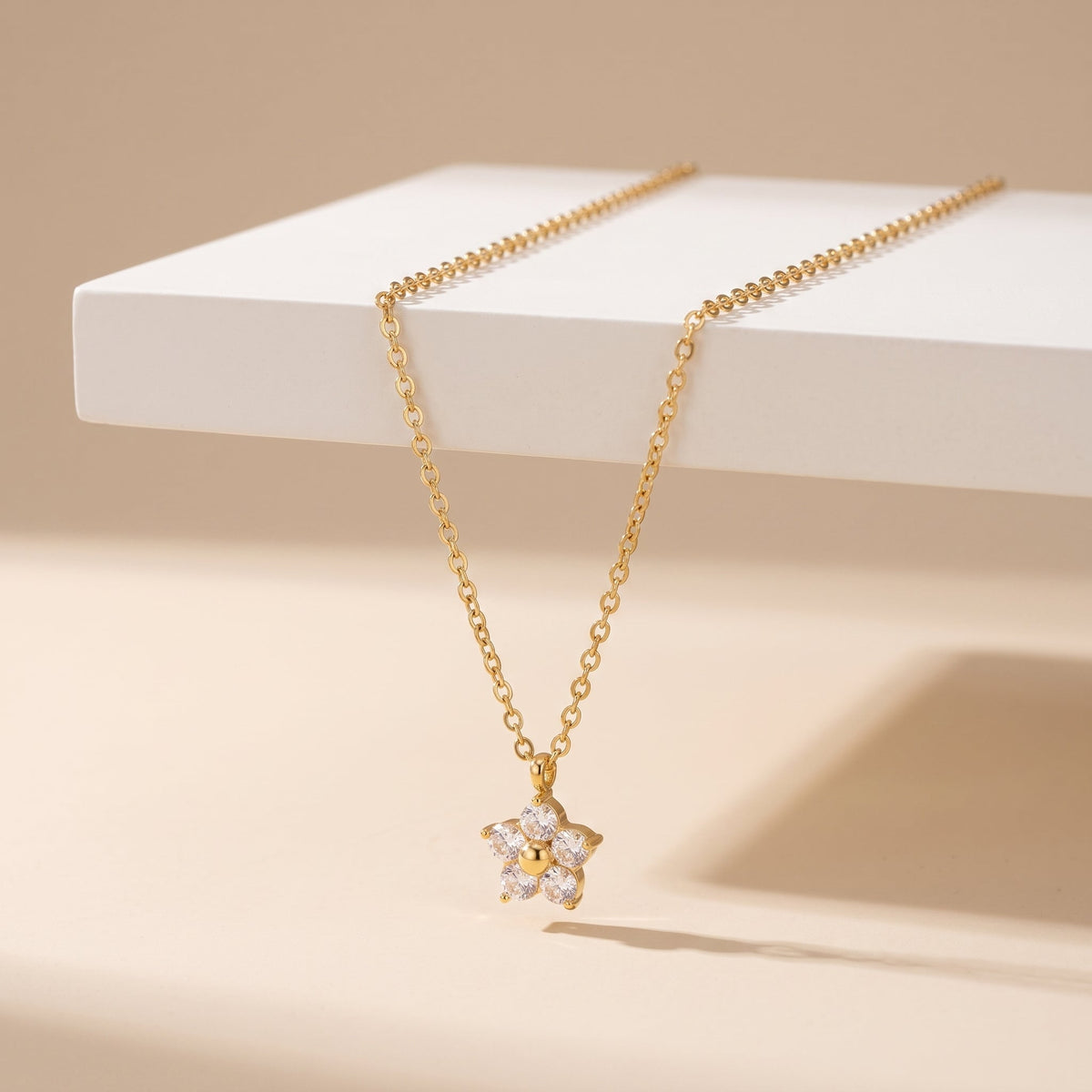 Agatha Crystal Flower Gold Necklace