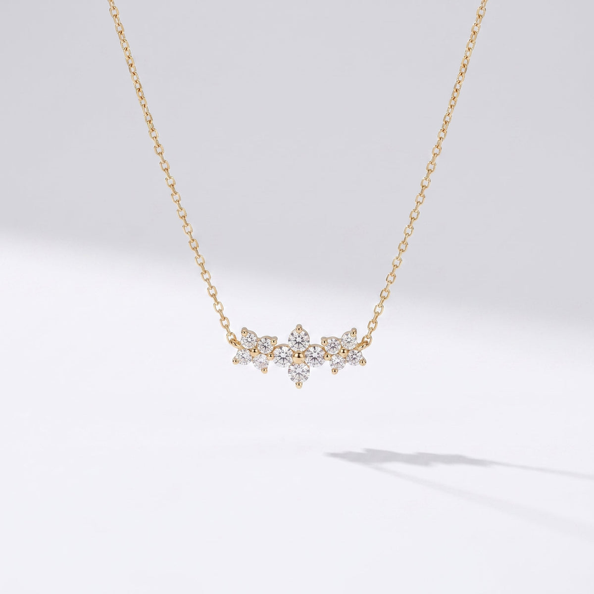 Beatrix Crystal Flowers Gold Necklace