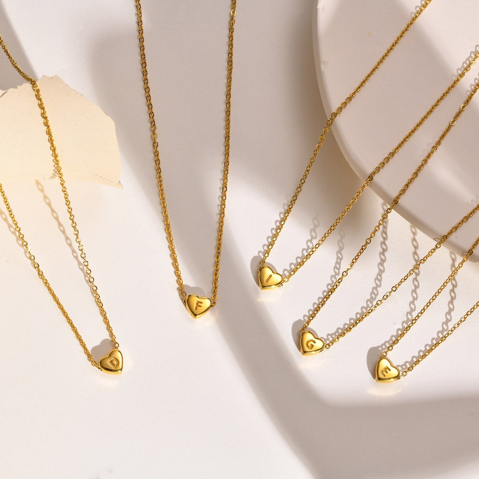 Heart Gold Initial Necklace
