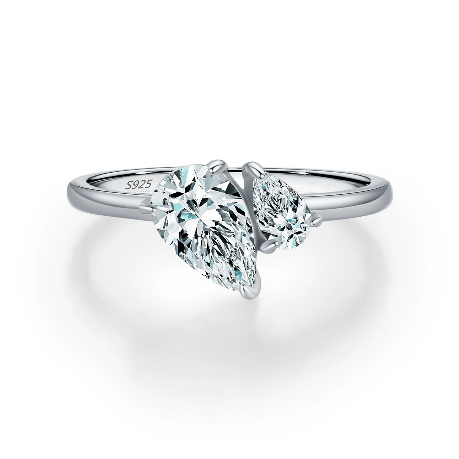 Luna Dual Pear Silver Ring