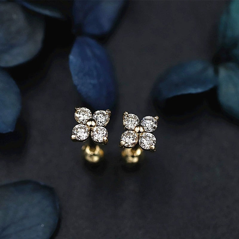 Emma Crystal Clover Studs