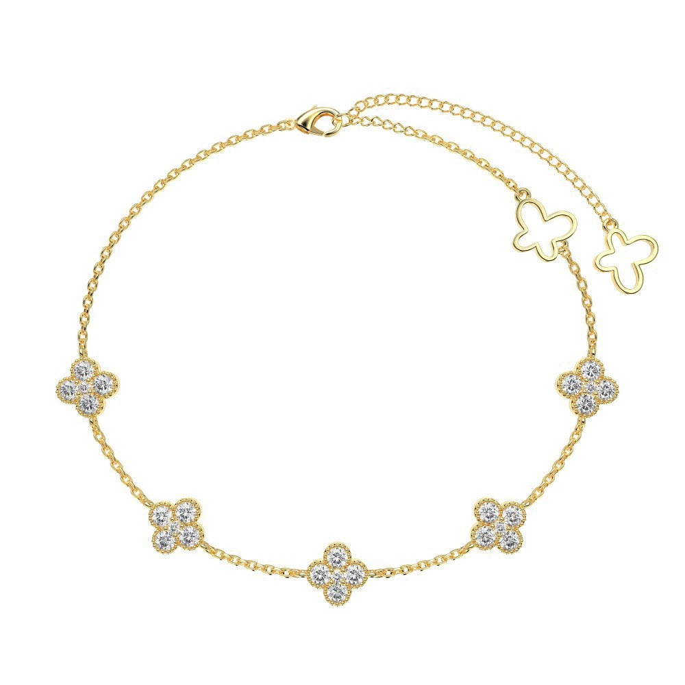 Aurélie Clover Crystal Anklet