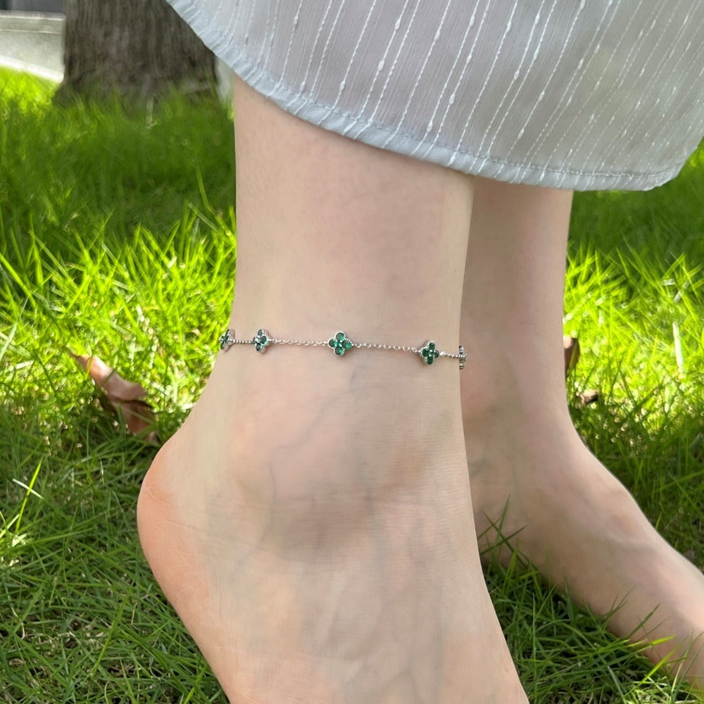 Aurélie Clover Crystal Anklet