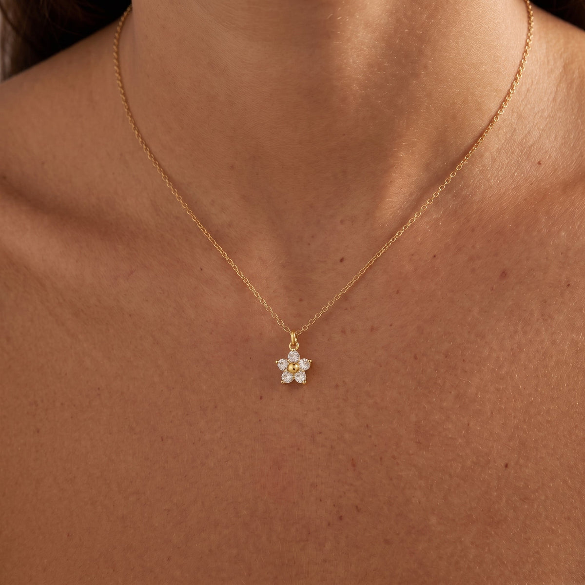 Agatha Crystal Flower Gold Necklace