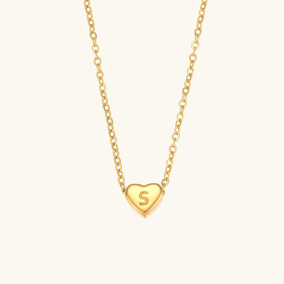 Heart Gold Initial Necklace