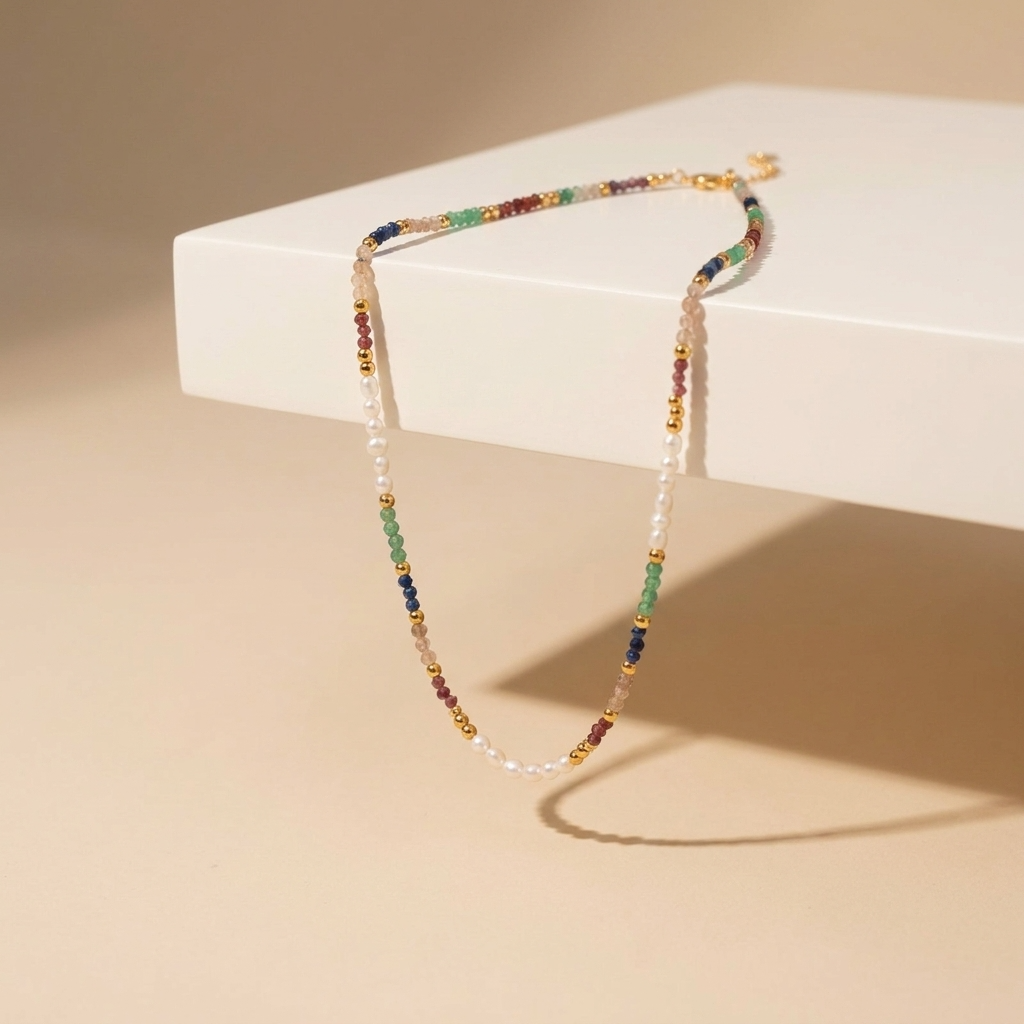 Sienna Rainbow Beaded Necklace with Colorful Beads