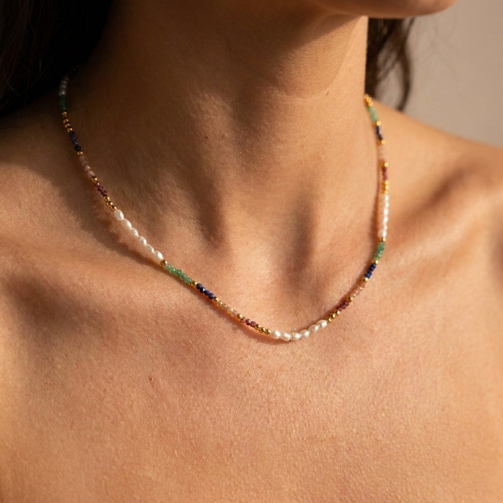Sienna Rainbow Beaded Necklace with Colorful Beads