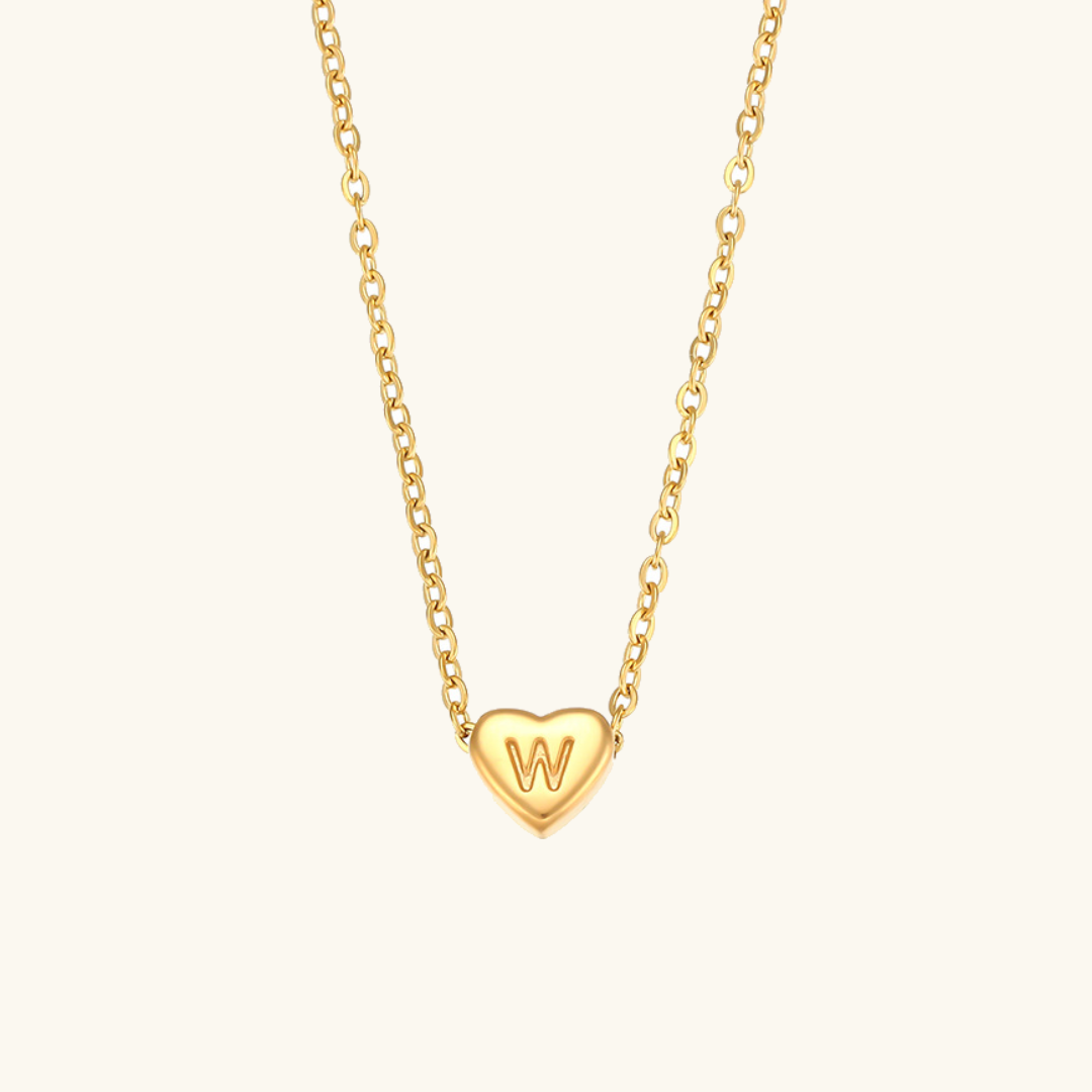 Heart Gold Initial Necklace