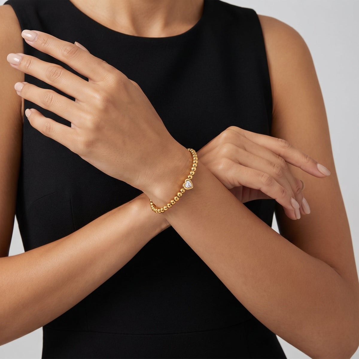 Aurélie Heart Beaded Gold Bracelet