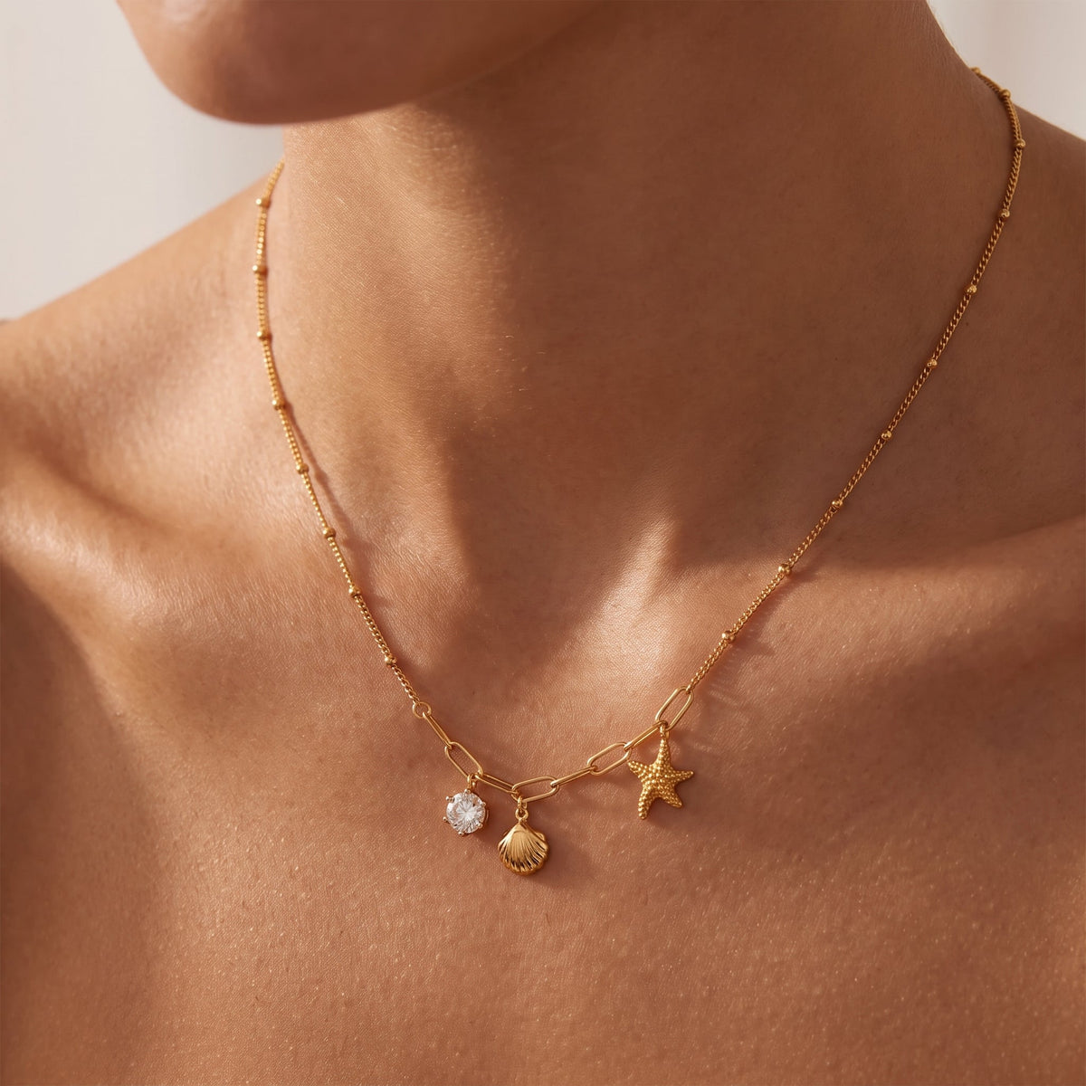 Annette Ocean Charms Gold Necklace