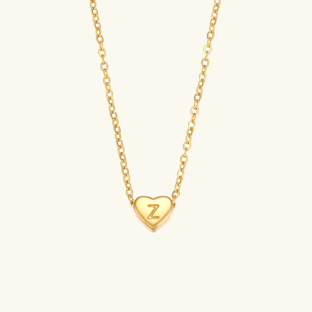 Heart Gold Initial Necklace