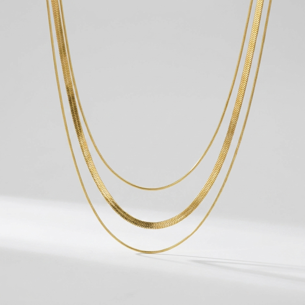 Zafina Gold Necklace layered triple chain design