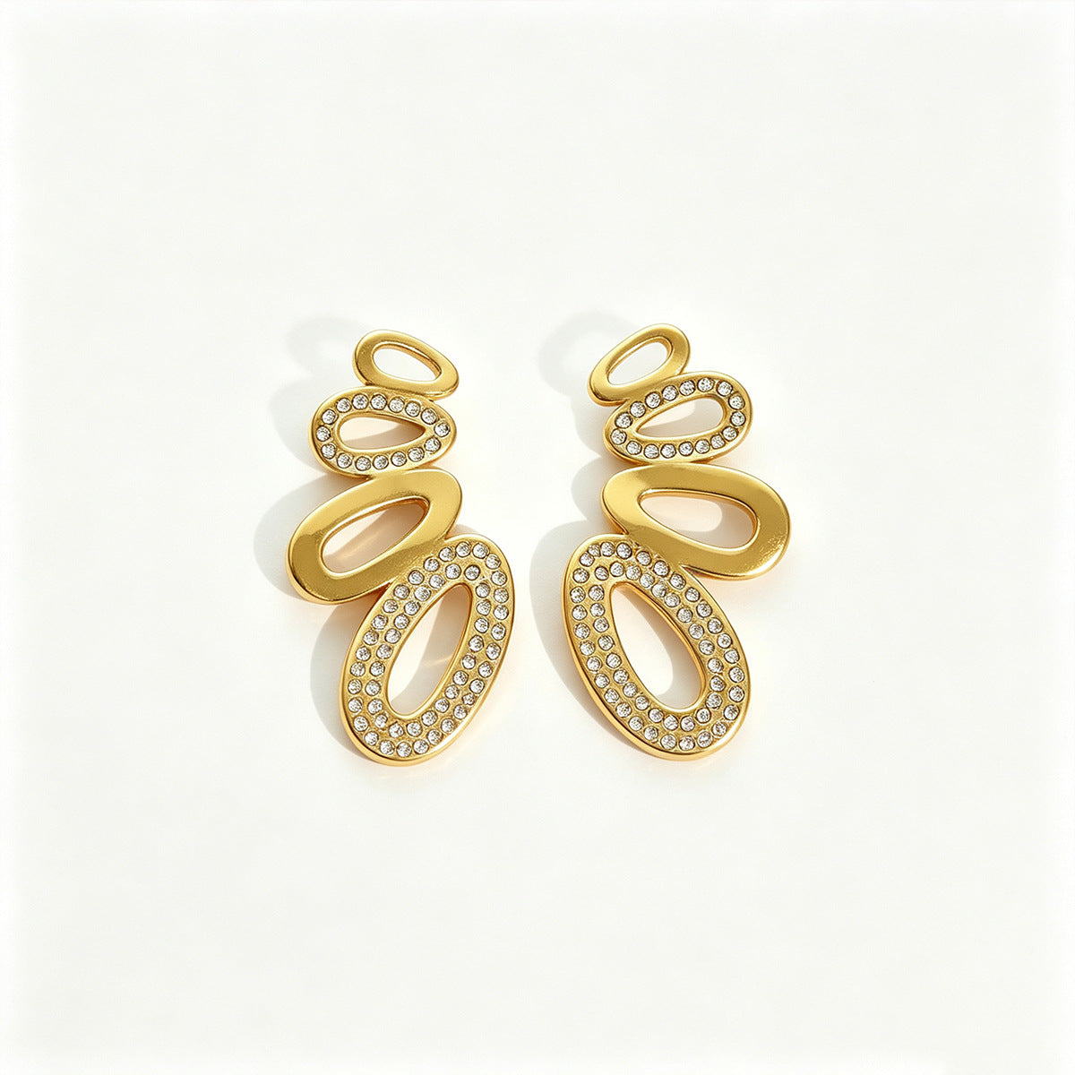 Gold Oval Cascade Earrings