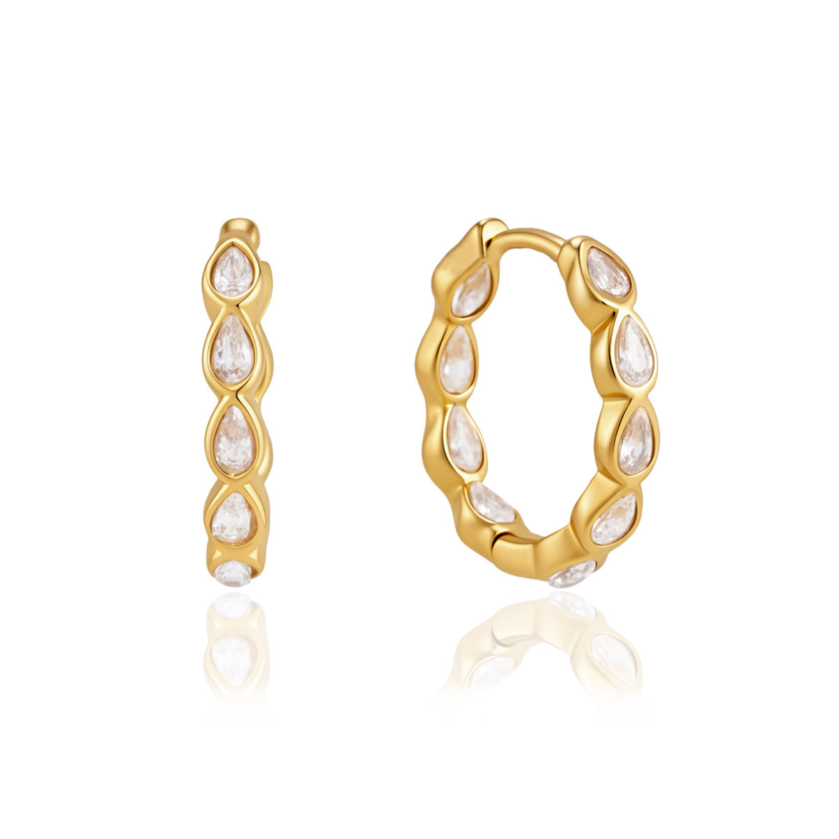 Pear Bezel Hoops